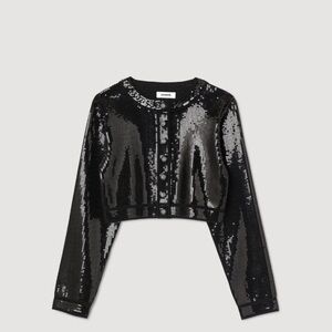 Sandro Black Sequin Cardigan